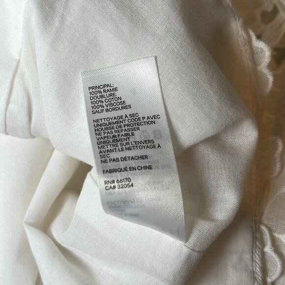 Zimmermann Lola Embroidered Floral Ramie White Puff Sleeve Crop Top Size 8 - Picture 10 of 10